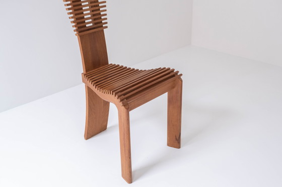 Image 1 of Prachtige set van vier hoge eetkamerstoelen uit de jaren 1960.