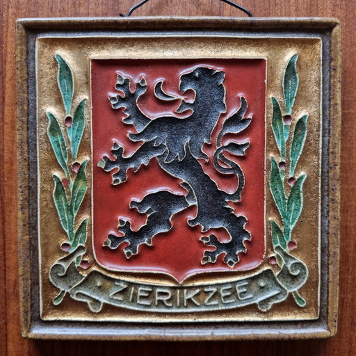 Porceleyne Fles, Cloisonnétegel "Zierikzee" Met Bijzonder Etiket