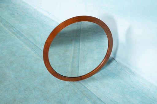 Vintage spiegel rond Aksel Kjersgaard, teak Deens design