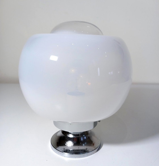 Image 1 of Vintage Tafellamp - Staal & Glas - Murano - Ruimtetijdperk - 1970