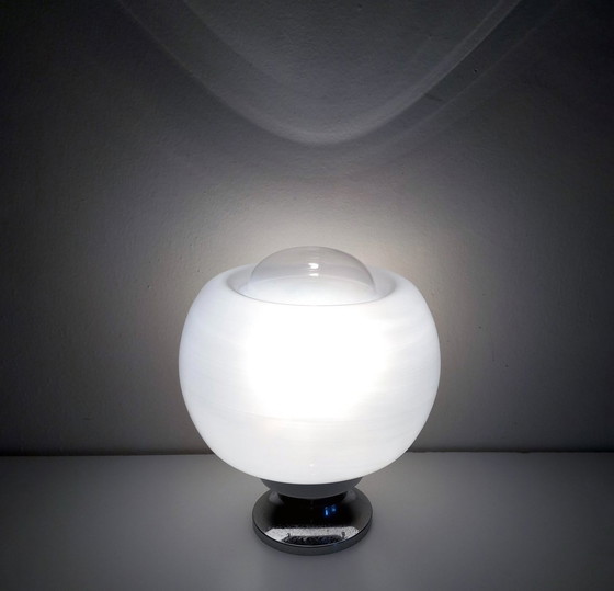 Image 1 of Vintage Tafellamp - Staal & Glas - Murano - Ruimtetijdperk - 1970
