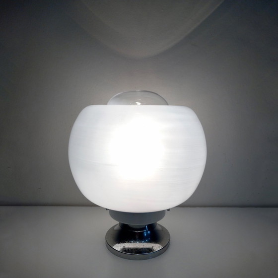 Image 1 of Vintage Tafellamp - Staal & Glas - Murano - Ruimtetijdperk - 1970
