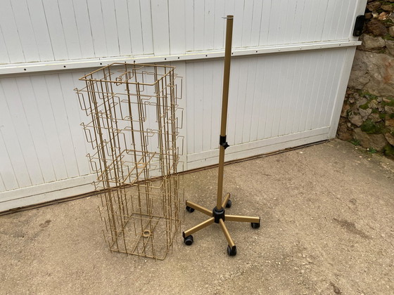 Image 1 of Spinner Display Foto Ansichtkaart Houder Draaibaar Op Wielen Goud