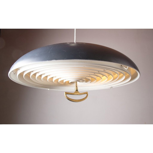 Vintage aluminium en messing hanglamp van Vilhem Wolhert en Jorgen Bo Pour Poulsen, Denemarken 1960