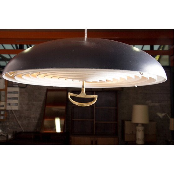 Image 1 of Vintage aluminium en messing hanglamp van Vilhem Wolhert en Jorgen Bo Pour Poulsen, Denemarken 1960