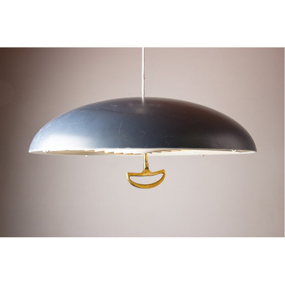 Image 1 of Vintage aluminium en messing hanglamp van Vilhem Wolhert en Jorgen Bo Pour Poulsen, Denemarken 1960