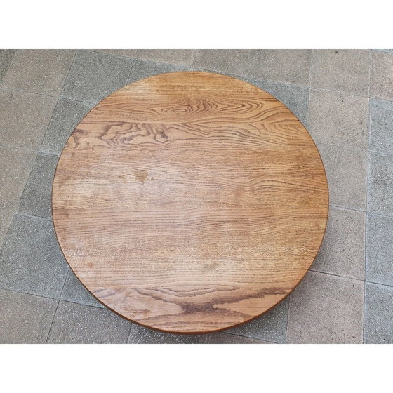 Image 1 of Vintage massief iepenhouten salontafel door Pierre Chapo, 1970