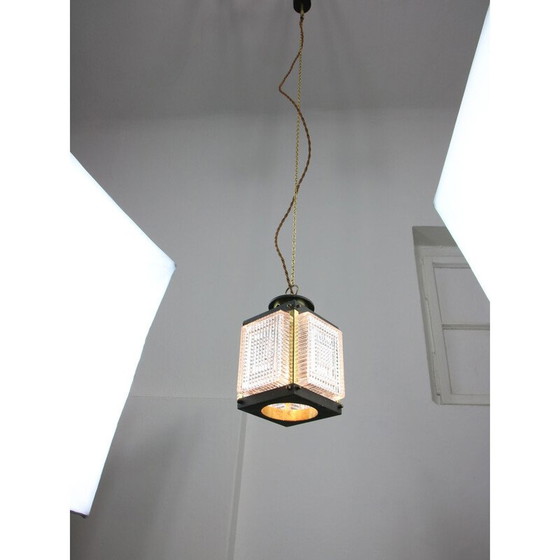 Image 1 of Vintage lantaarn van messing en glas, Italië