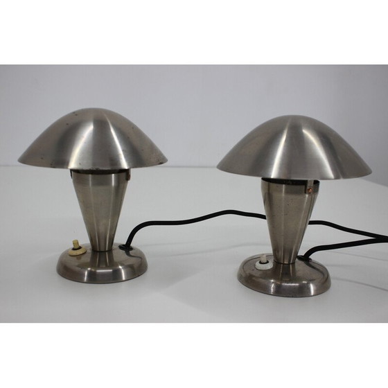Image 1 of Paar vintage Bauhaus chromen lampen, Tsjecho-Slowakije 1930