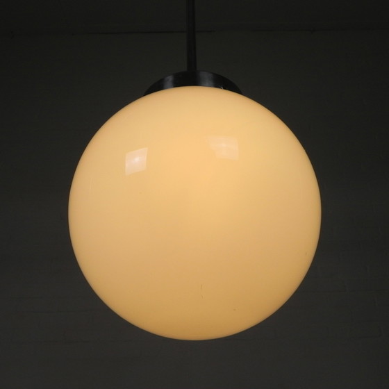 Image 1 of Art Deco Hanglamp Met Witte Bol, Jaren 30
