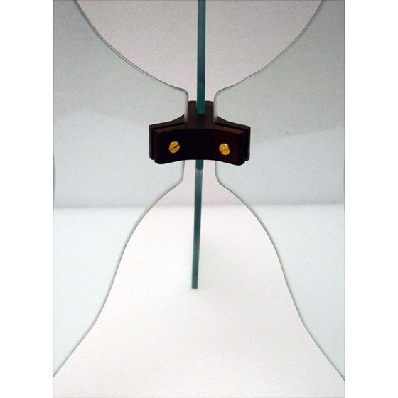 Image 1 of Vintage kristallen en houten salontafel, Italië 1950