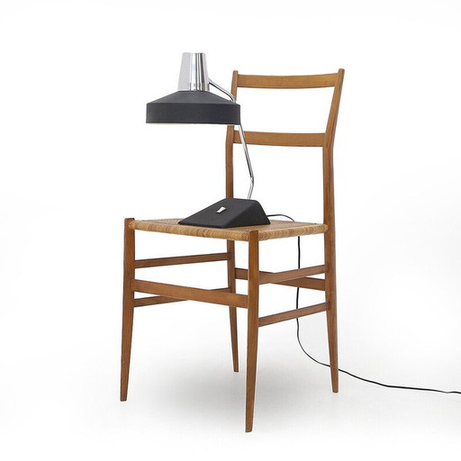 Vintage tafellamp in chroom en zwart geverfd metaal voor Seminara, Italië 1960