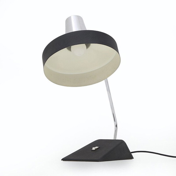 Image 1 of Vintage tafellamp in chroom en zwart geverfd metaal voor Seminara, Italië 1960