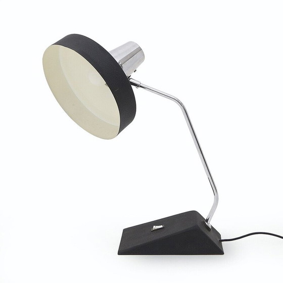 Image 1 of Vintage tafellamp in chroom en zwart geverfd metaal voor Seminara, Italië 1960