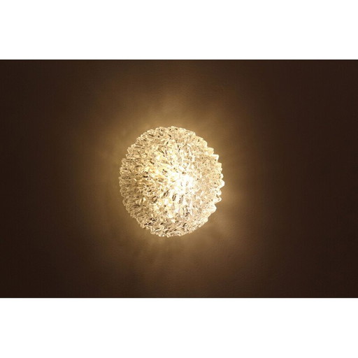 Vintage wandlamp in murano glas en zwart metaal, Italië 1970