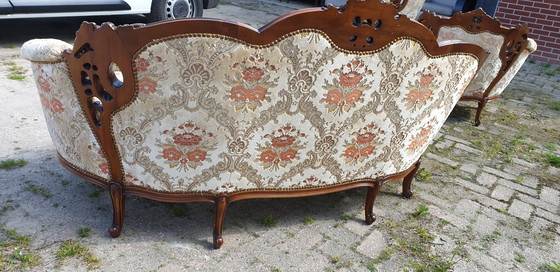 Image 1 of 2x Italiaanse barok fauteuils + bank