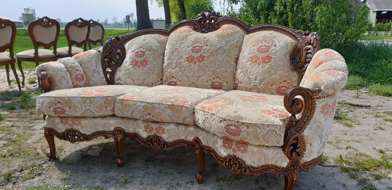 Image 1 of 2x Italiaanse barok fauteuils + bank