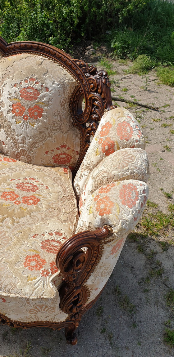 Image 1 of 2x Italiaanse barok fauteuils + bank