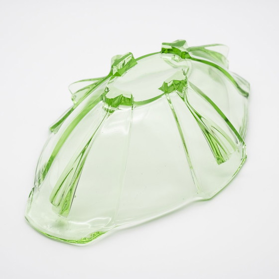 Image 1 of Zeldzame Grote Antieke Art Déco Kristal Uranium Glazen Fruitschaal 29Cm×18Cm 30S Chic