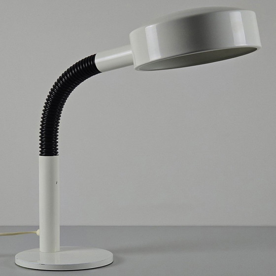 Image 1 of Vintage 1970S Mid Century Moderne Hala Zeist Lampenfabriek Wit Metalen Gooseneck Tafellamp