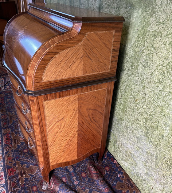 Image 1 of vintage Brocante ingelegd rolltop bureau 1920-1930