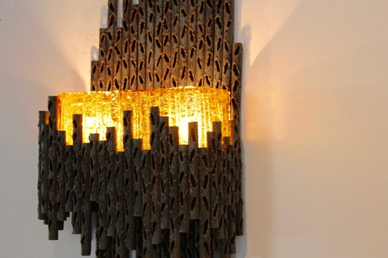 Image 1 of Brutalist sculpturale wandlamp van Marcello Fantoni