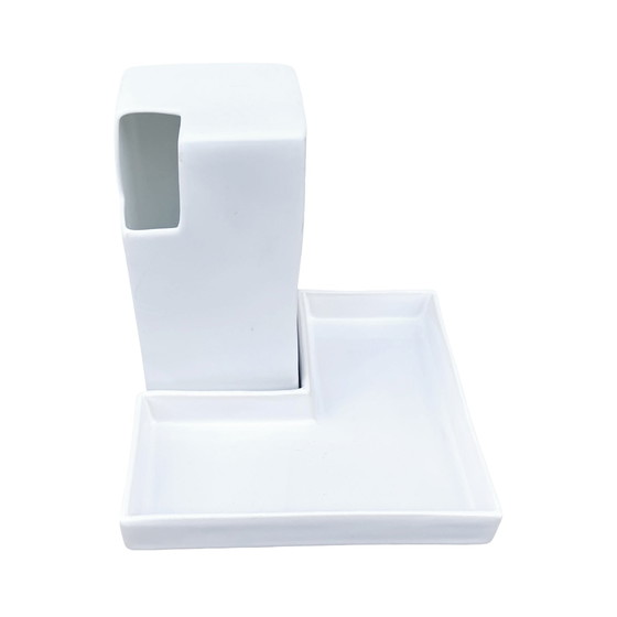 Image 1 of Witte, minimalistische vaas + Asa-standaard, Duitsland, 1980S.