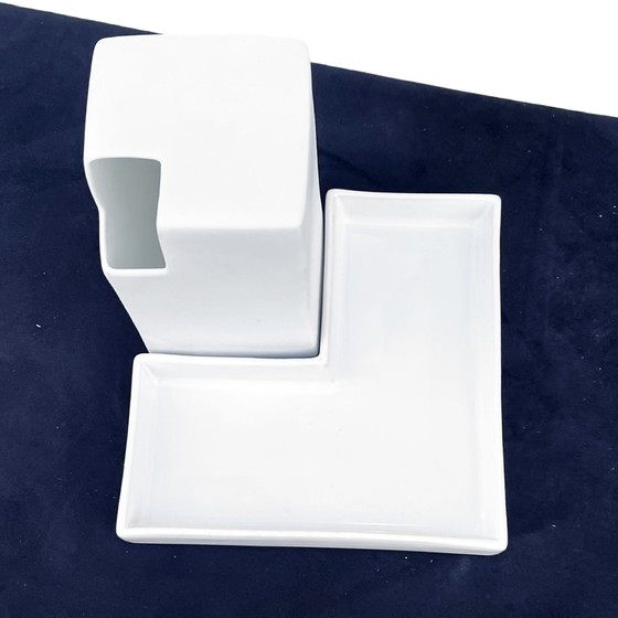 Image 1 of Witte, minimalistische vaas + Asa-standaard, Duitsland, 1980S.