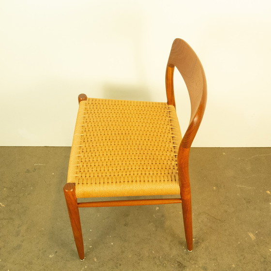 Image 1 of Eettafelstoelen, model 75 van Niels Otto Möller, teakhout en papierkoord, jaren 1960