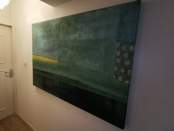 Image 1 of Waddenlandschap 150x100 - Door Nathalie Van Barneveld - Acrylverf op Canvasdoek met Houten Spanframe