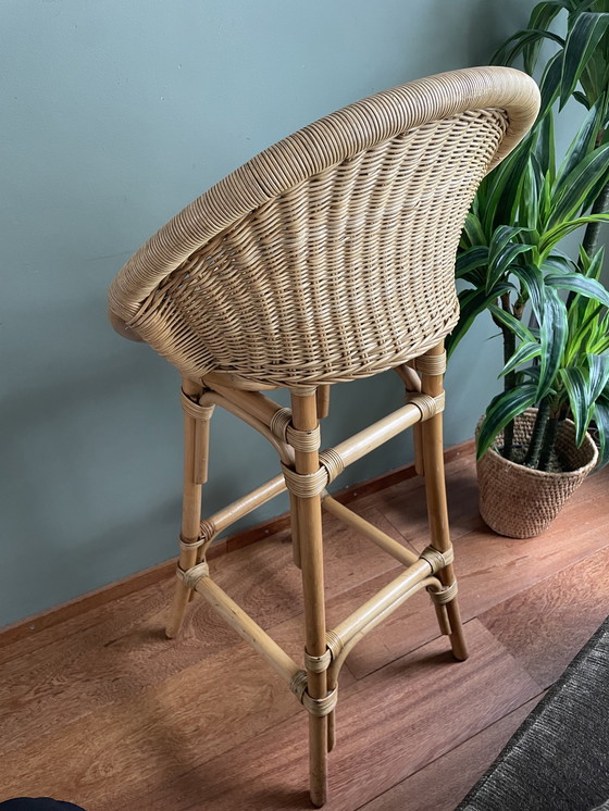 Image 1 of 4x Vintage rotan barkruk