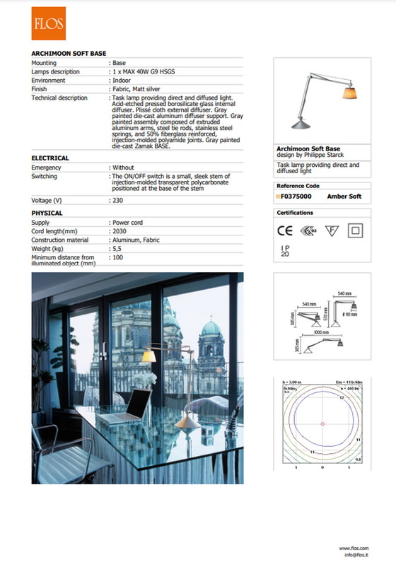 Image 1 of Flos Philippe Starck bureaulamp Archimoon Soft Adjustabele Table Lamp