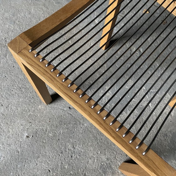 Image 1 of Set van 6 vintage stoelen van massief eikenhout en metaal