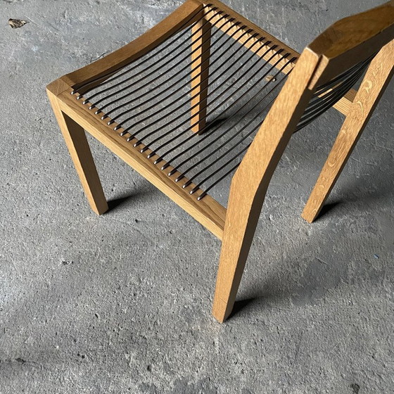 Image 1 of Set van 6 vintage stoelen van massief eikenhout en metaal