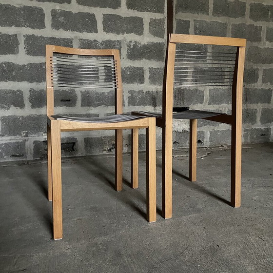 Image 1 of Set van 6 vintage stoelen van massief eikenhout en metaal