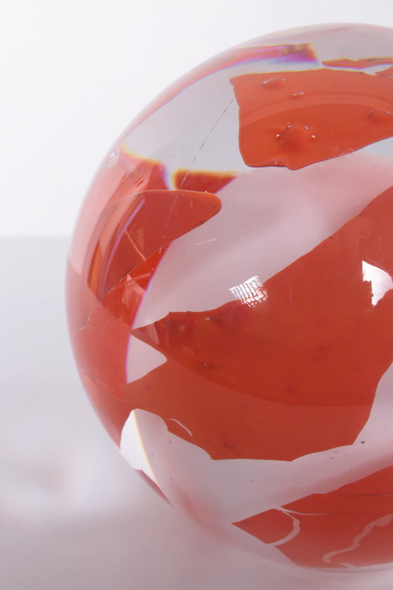 Image 1 of Granna glasbruk Paperweight oranje wit Zweden,1960 