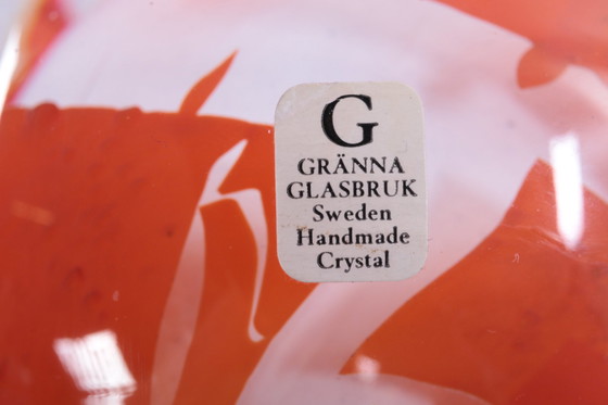 Image 1 of Granna glasbruk Paperweight oranje wit Zweden,1960 