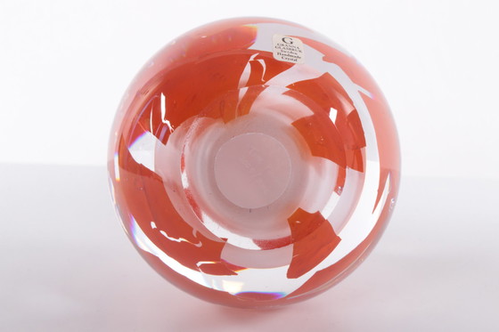 Image 1 of Granna glasbruk Paperweight oranje wit Zweden,1960 