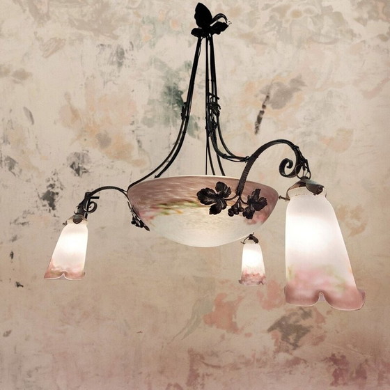 Image 1 of Vintage Art Nouveau hanglamp van Muller Fréres, Frankrijk 1920