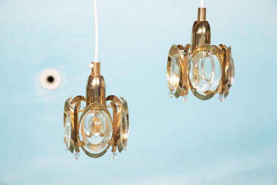 Image 1 of Vintage messing&kristal hanglamp Palwa, midcentury pendant