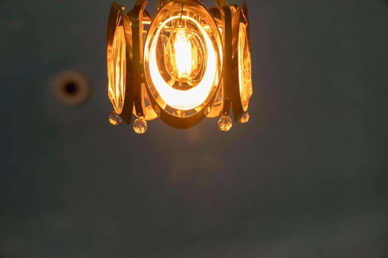 Image 1 of Vintage messing&kristal hanglamp Palwa, midcentury pendant