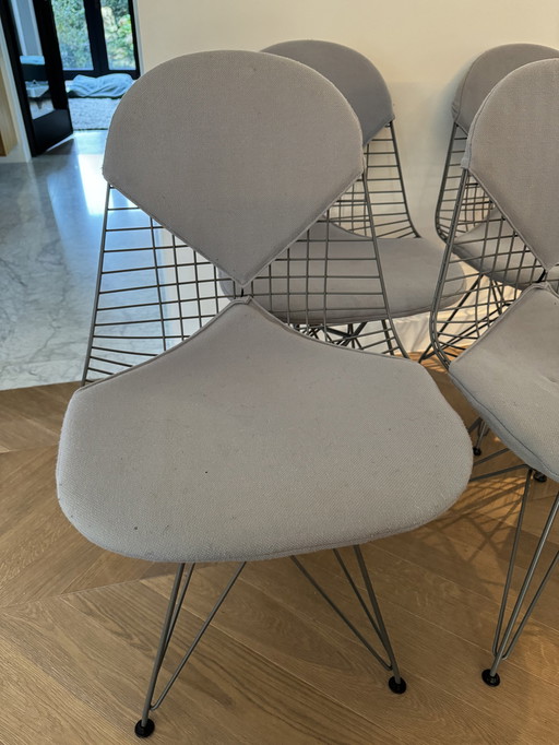 8x Vitra Wire Chair Dkr Grey + Bikini Upholstery