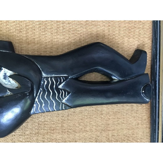 Image 1 of Vintage laag reliëf "Mexicaanse muzikant met gitaar" in gips