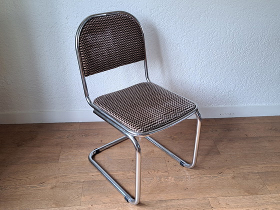 Image 1 of 4x Mid Century eetkamerstoelen buizenframe