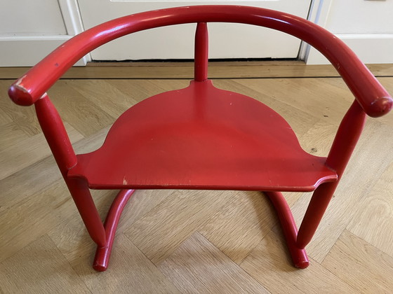 Image 1 of 2X Vintage Rode Ikea Kinderstoelen Anna Van Karin Mobring (1963) Met Origineel Zitkussen