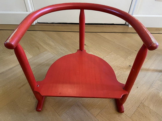 Image 1 of 2X Vintage Rode Ikea Kinderstoelen Anna Van Karin Mobring (1963) Met Origineel Zitkussen