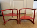 2X Vintage Rode Ikea Kinderstoelen Anna Van Karin Mobring (1963) Met Origineel Zitkussen