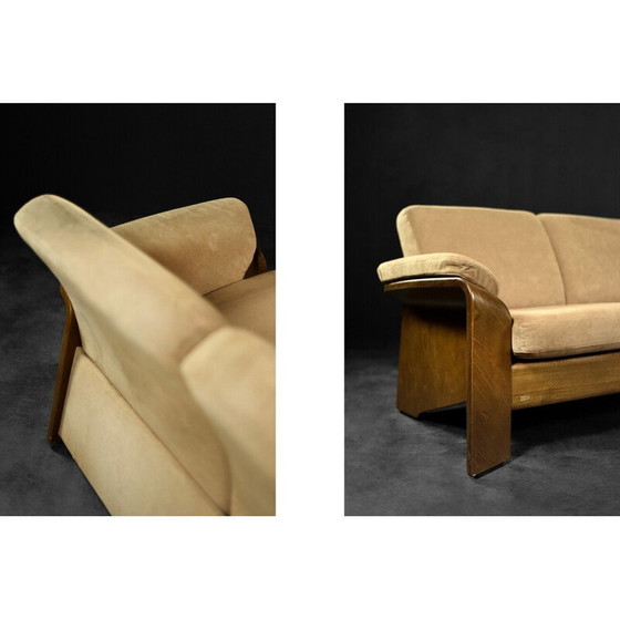 Image 1 of Vintage 2-zits Pegasus bank in teakhout voor Ekornes