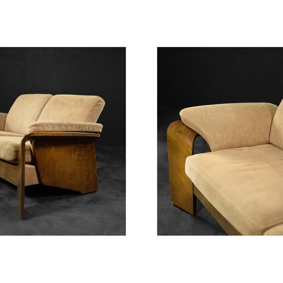 Image 1 of Vintage 2-zits Pegasus bank in teakhout voor Ekornes