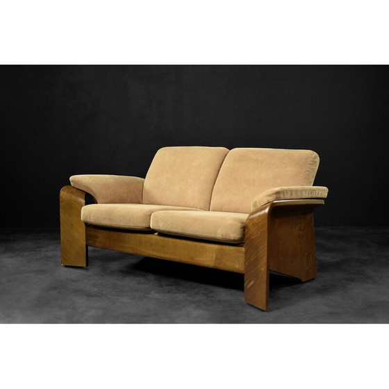 Image 1 of Vintage 2-zits Pegasus bank in teakhout voor Ekornes